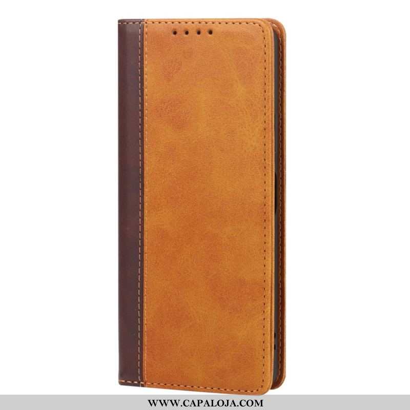 Capa De Celular Para Sony Xperia 5 IV Flip Efeito De Couro De Dois Tons