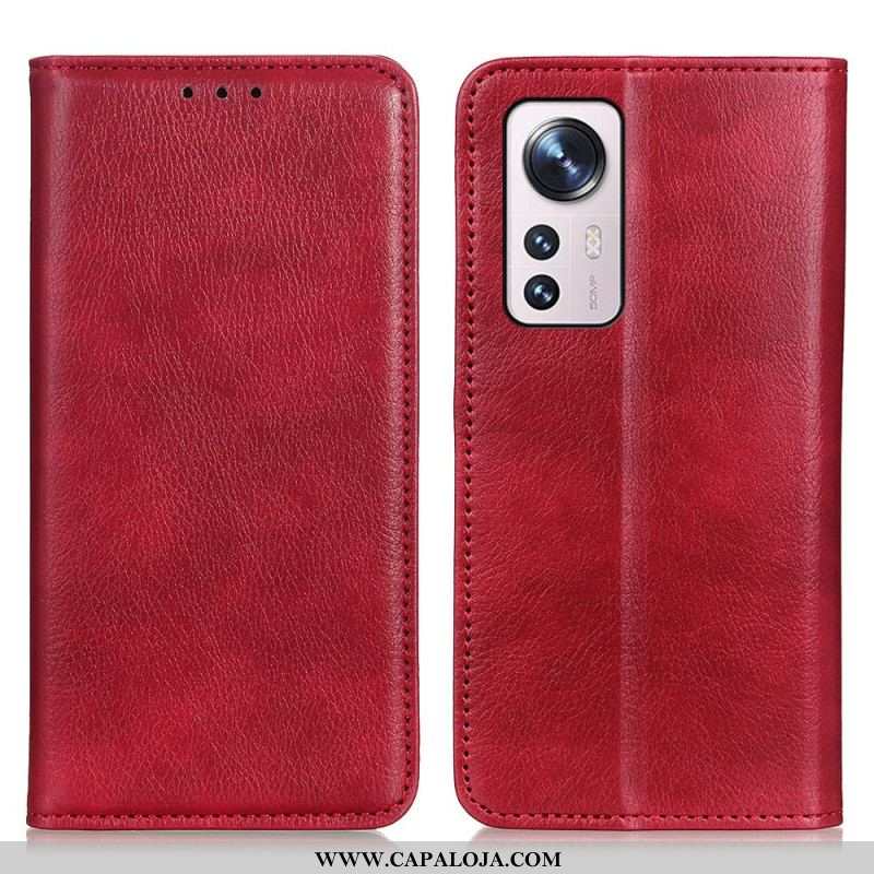 Capa De Celular Para Xiaomi 12 / 12X Flip Lichia Textura De Couro Dividido