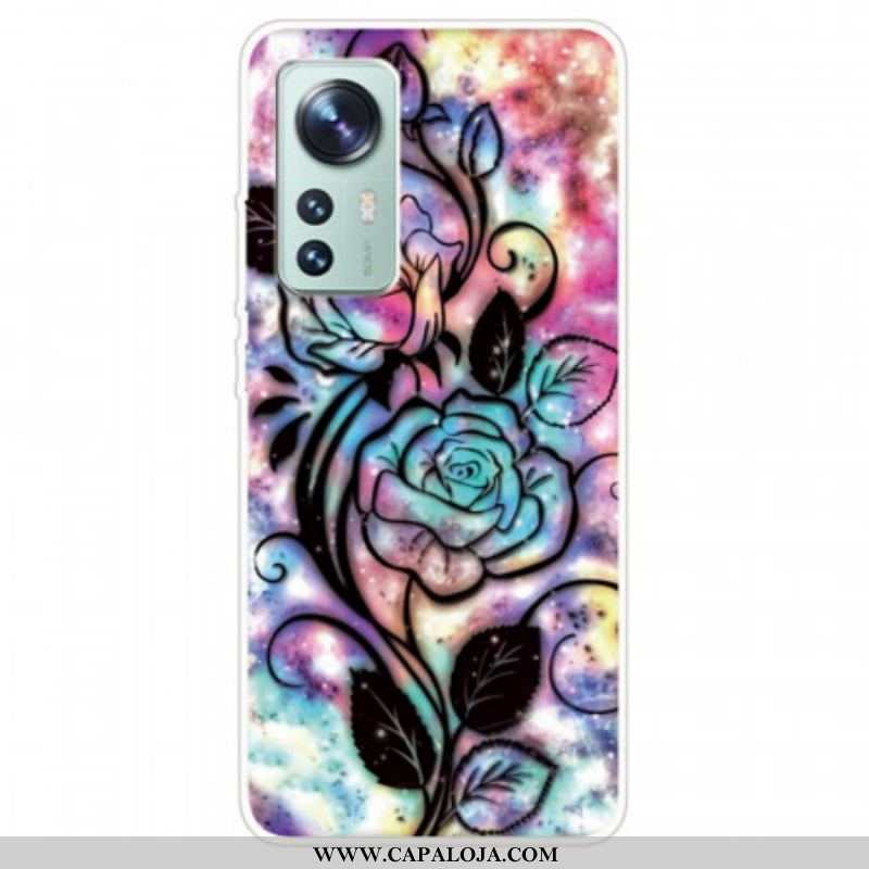 Capa De Celular Para Xiaomi 12 / 12X Gráfico De Flor De Silicone