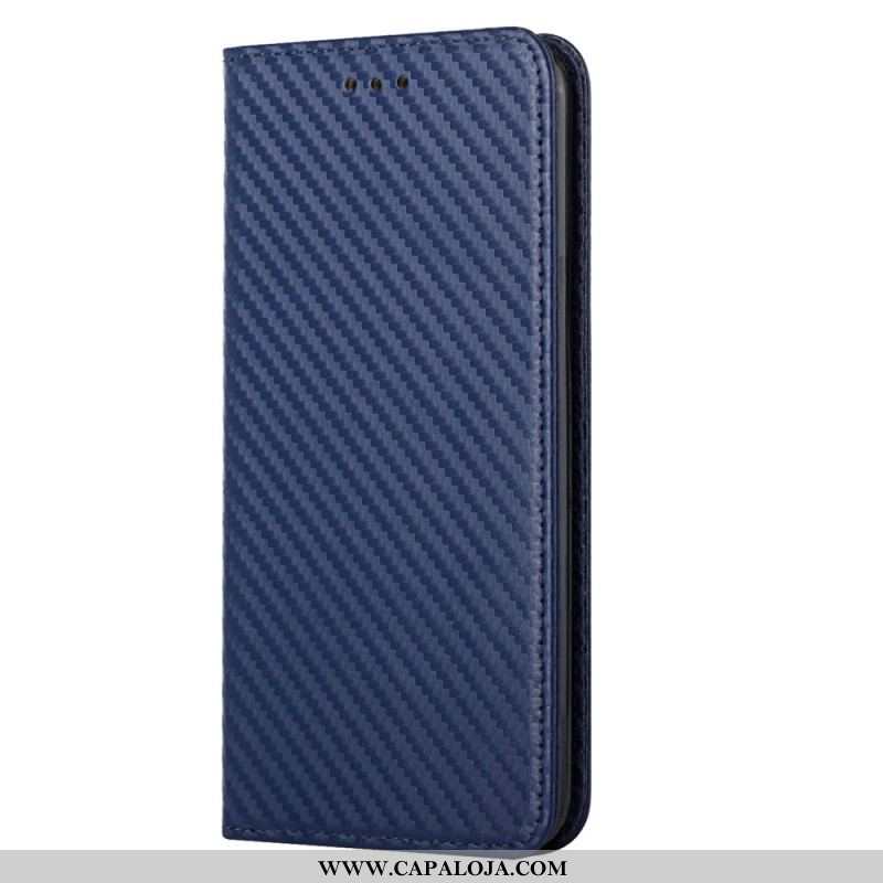 Capa De Celular Para Xiaomi 12T / 12T Pro Flip Fibra De Carbono Com Cordão