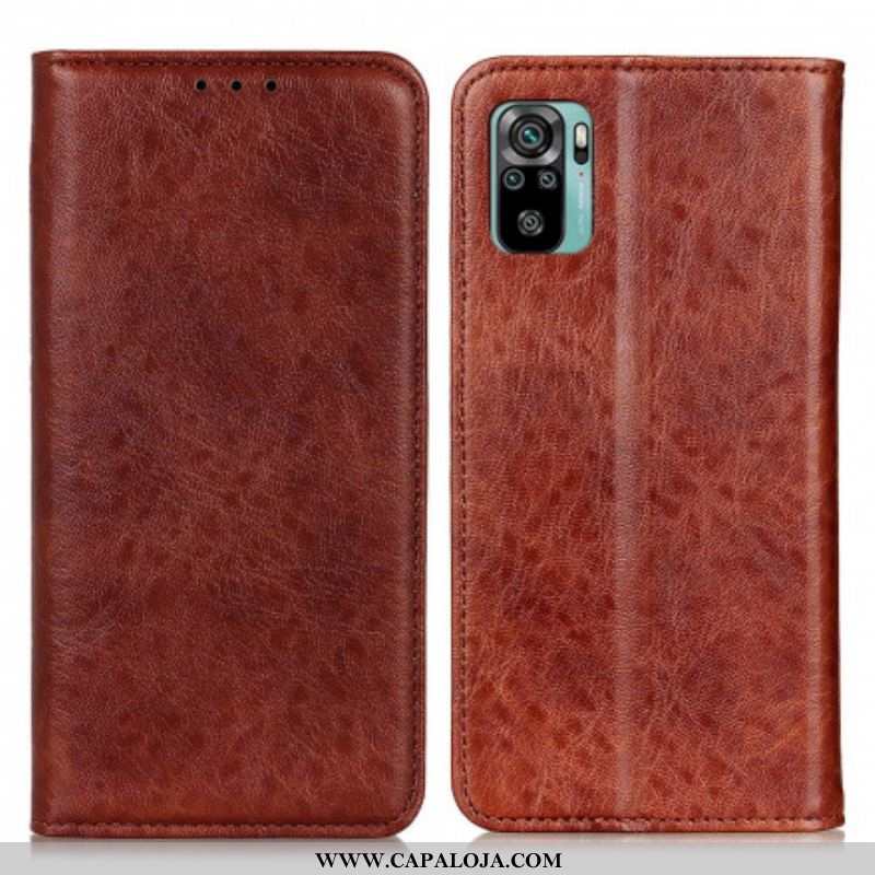 Capa De Celular Para Xiaomi Redmi Note 10 / 10S Flip Efeito Couro Texturizado