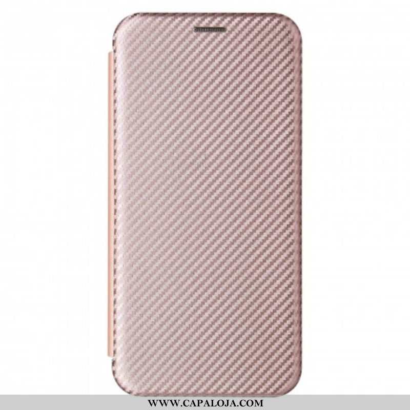 Capa De Celular Para Xiaomi Redmi Note 10 / 10S Flip Fibra De Carbono Com Anel De Suporte