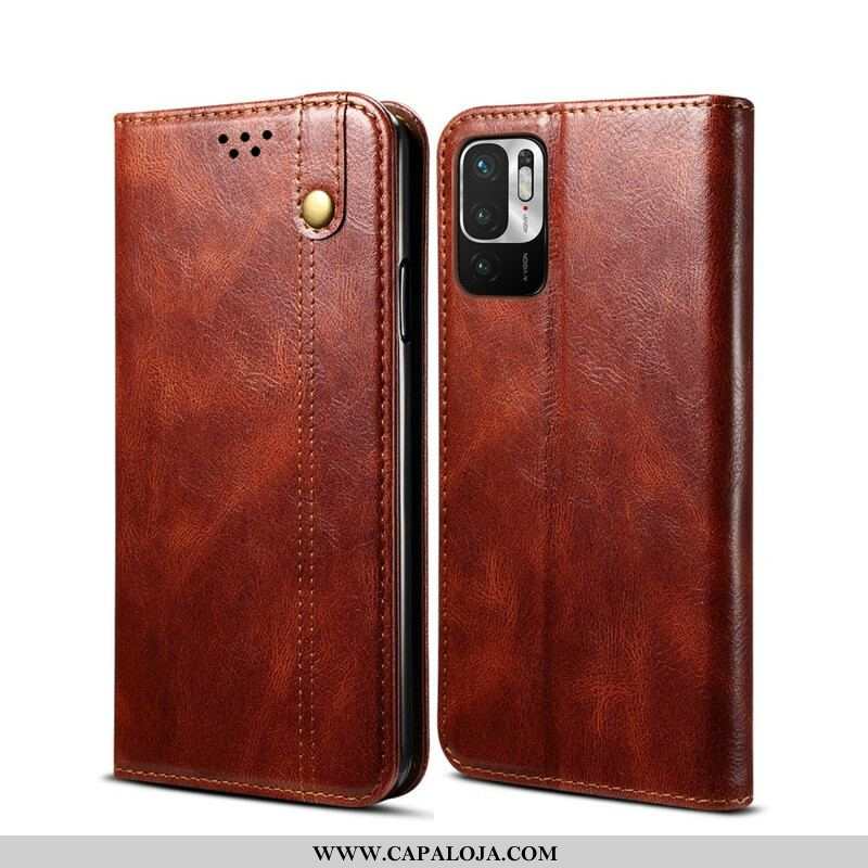 Capa De Celular Para Xiaomi Redmi Note 10 5G Flip Couro Sintético Encerado