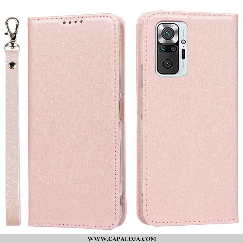 Capa De Celular Para Xiaomi Redmi Note 10 Pro Flip Estilo De Couro Macio Com Alça