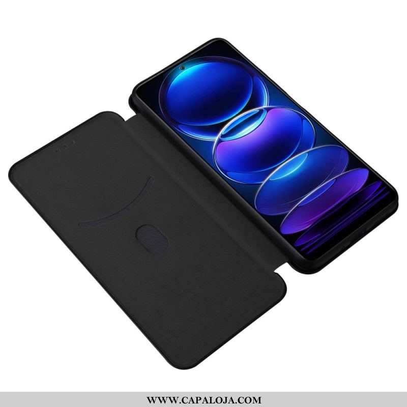 Capa De Celular Para Xiaomi Redmi Note 12 5G Flip Fibra De Carbono