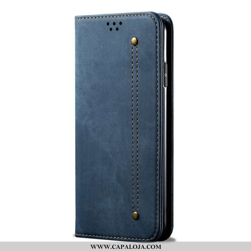 Capa De Celular Para Xiaomi Redmi Note 12 5G Flip Tecido Jeans