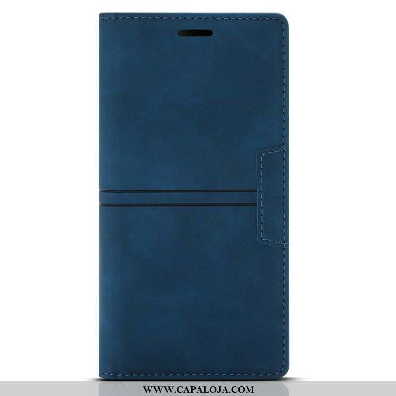 Capa De Celular Para iPhone 13 Mini Flip Fecho Magnético Com Costura Estilo Couro