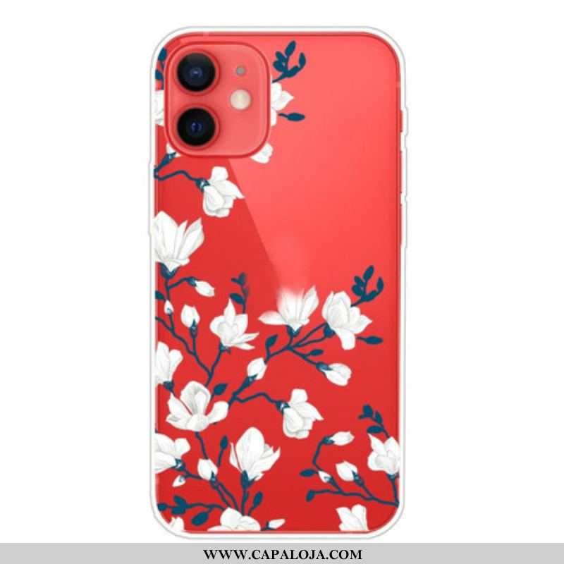 Capa De Celular Para iPhone 13 Mini Flores Brancas