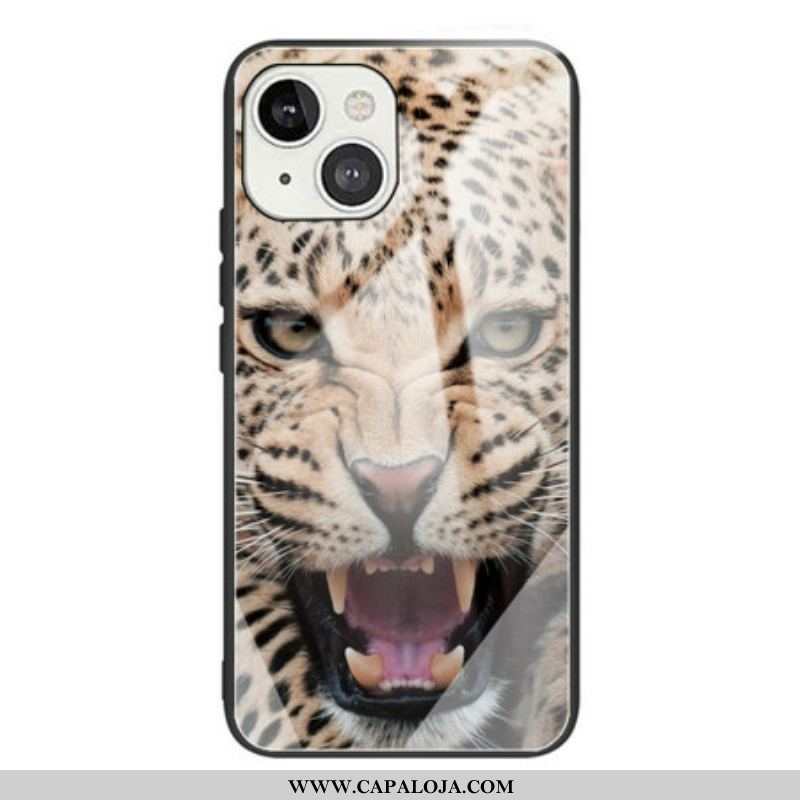 Capa De Celular Para iPhone 13 Mini Vidro Temperado Leopardo