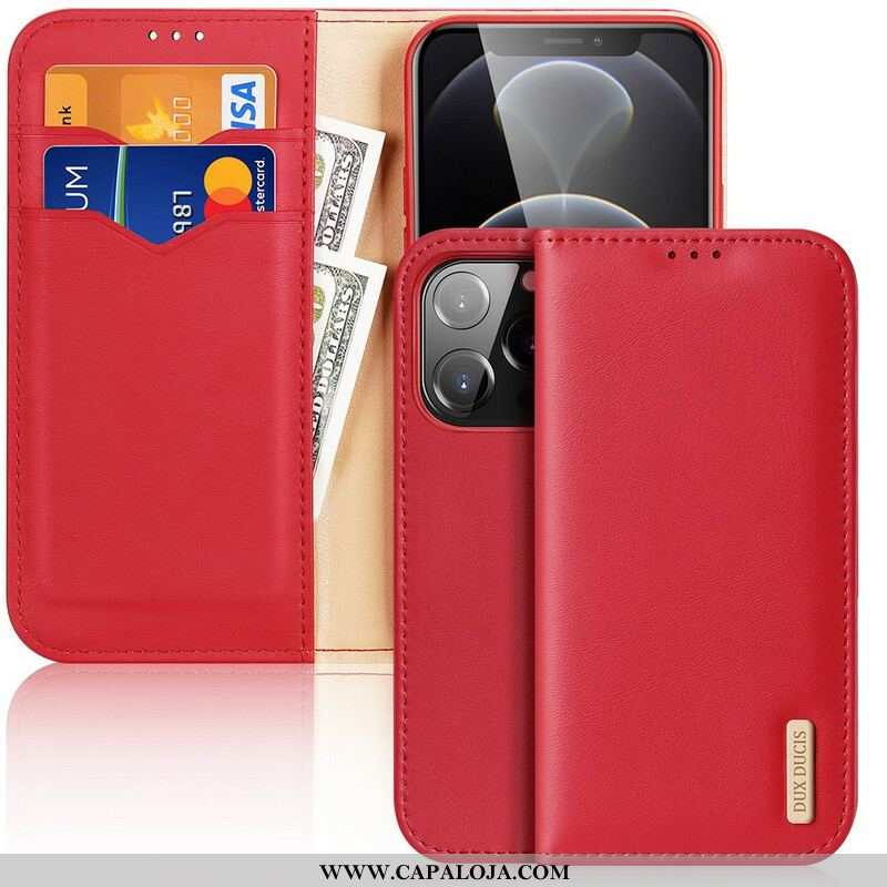 Capa De Celular Para iPhone 13 Pro Flip Couro Rachado Dux Ducis Rfid