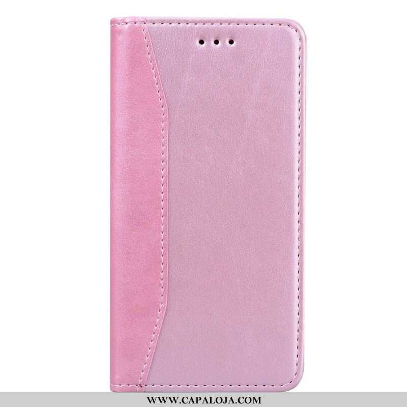 Capa De Celular Para iPhone 13 Pro Flip Efeito Couro Empresarial Em Dois Tons