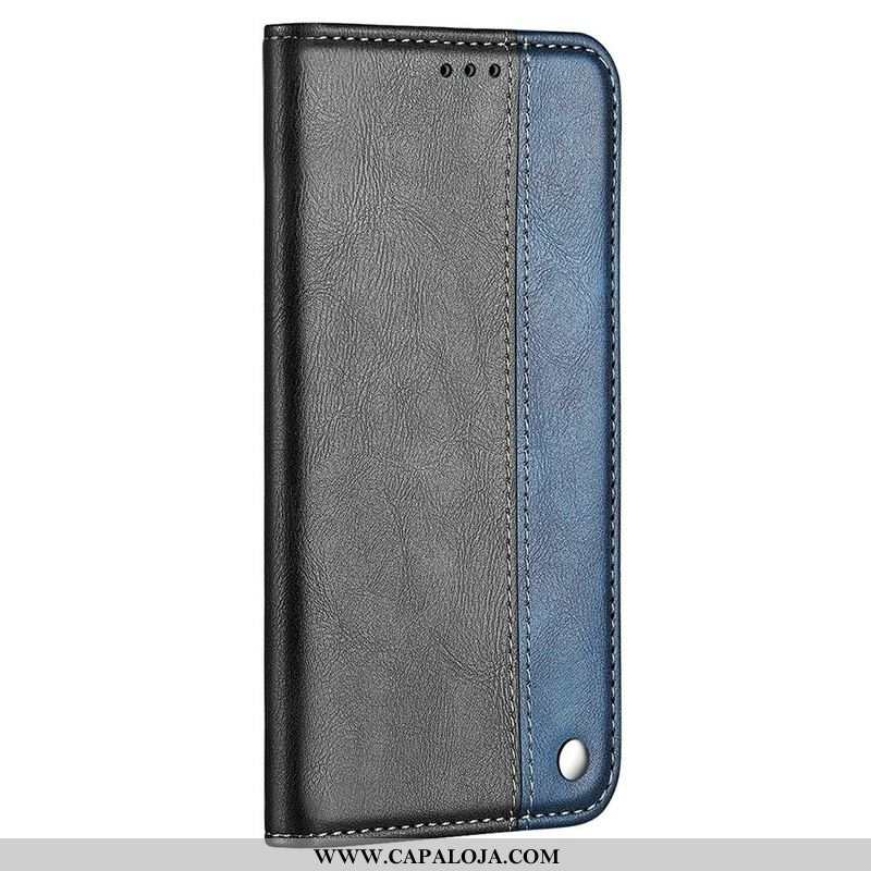 Capa De Celular Para iPhone 13 Pro Flip Efeito De Couro De Dois Tons