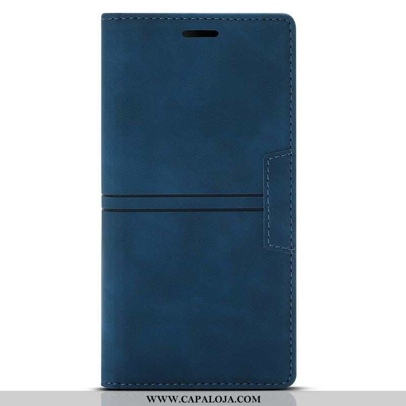 Capa De Celular Para iPhone 13 Pro Flip Fecho Magnético Com Costura Estilo Couro