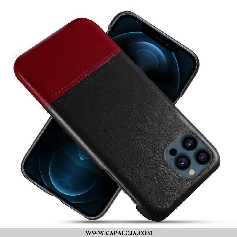 Capa De Celular Para iPhone 13 Pro Max Efeito De Couro De Dois Tons Ksq