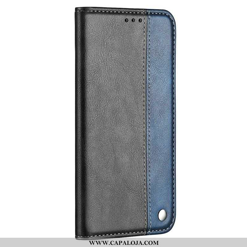 Capa De Celular Para iPhone 13 Pro Max Flip Efeito De Couro De Dois Tons