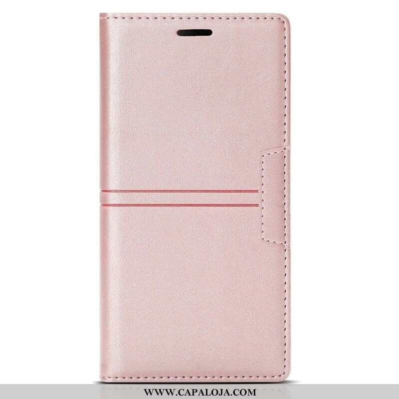 Capa De Celular Para iPhone 13 Pro Max Flip Fecho Magnético Com Costura Estilo Couro