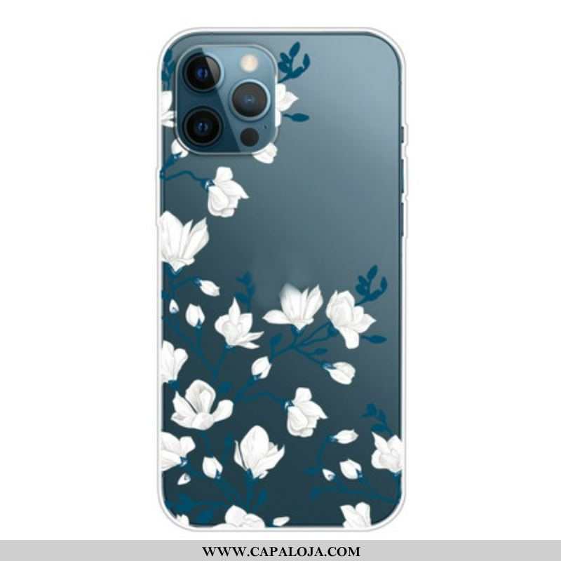 Capa De Celular Para iPhone 13 Pro Max Flores Brancas