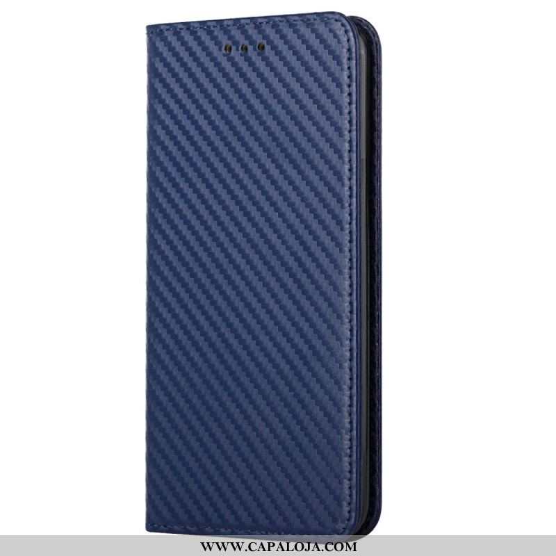 Capa De Celular Para iPhone 14 De Cordão Flip Estilo Strappy Fibra De Carbono