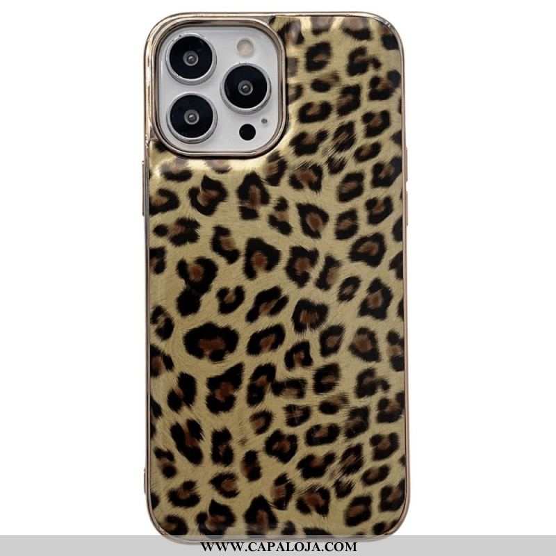 Capa De Celular Para iPhone 14 Efeito Pele De Leopardo