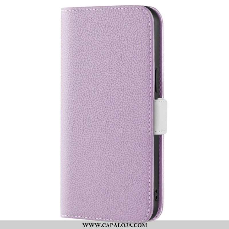 Capa De Celular Para iPhone 14 Flip Couro Sintético De Lichia