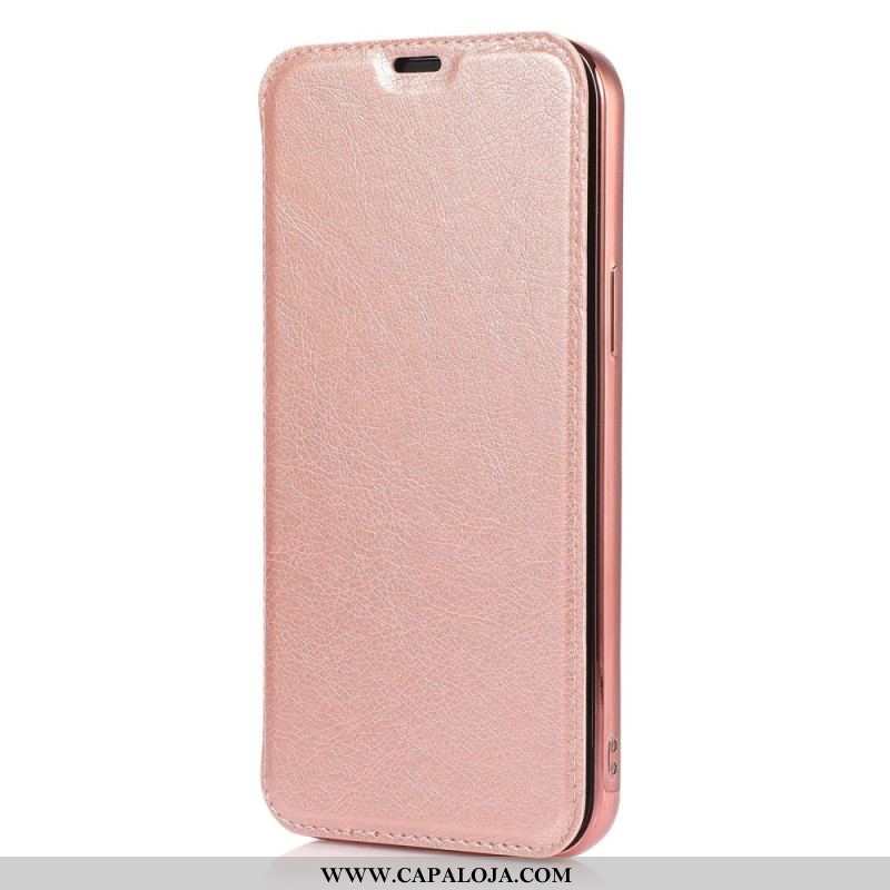 Capa De Celular Para iPhone 14 Flip Titular De Cartão De Couro Sintético