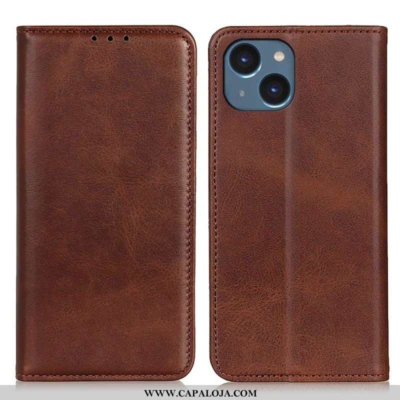 Capa De Celular Para iPhone 14 Plus Flip Couro Rachado Fosco