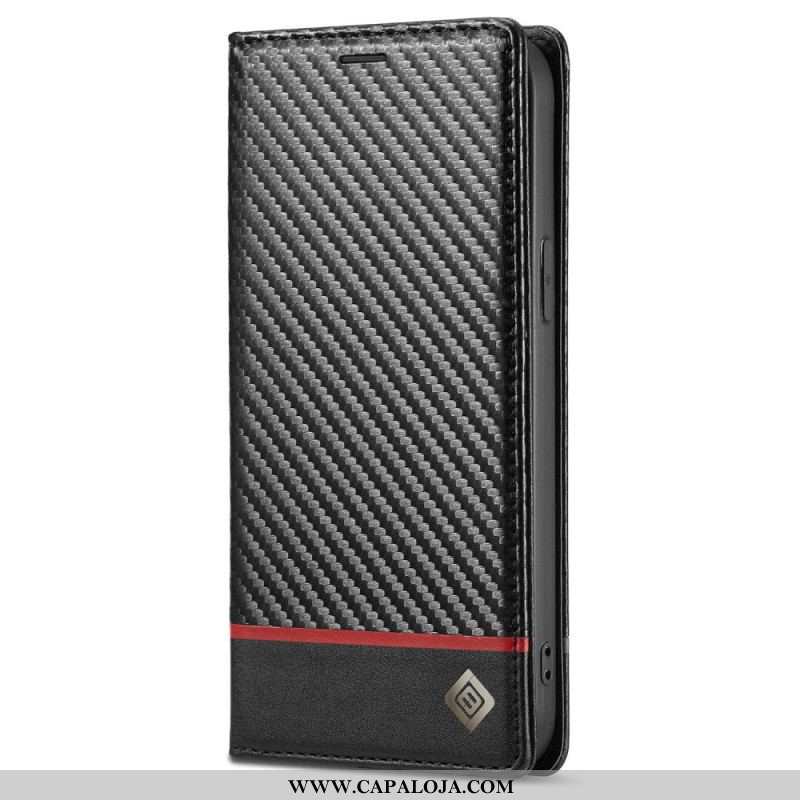 Capa De Celular Para iPhone 14 Plus Flip Fibra De Carbono