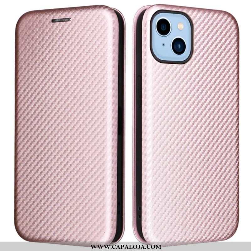 Capa De Celular Para iPhone 14 Plus Flip Fibra De Carbono