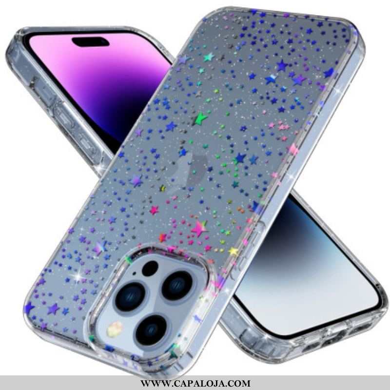 Capa De Celular Para iPhone 14 Pro Estrelas Transparentes