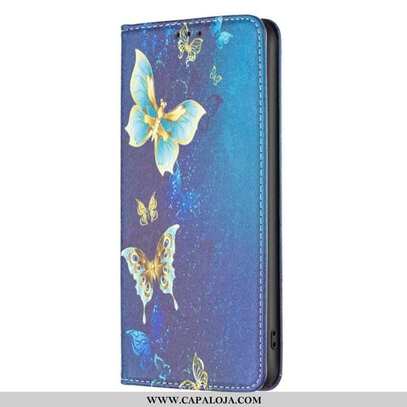 Capa De Celular Para iPhone 14 Pro Flip Borboletas