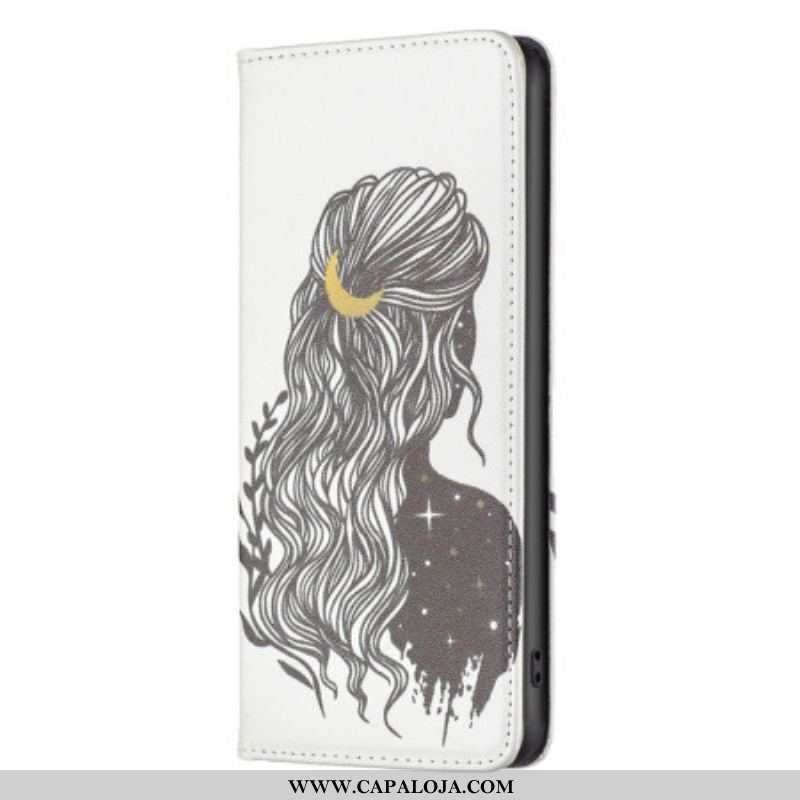 Capa De Celular Para iPhone 14 Pro Flip Cabelo Bonito