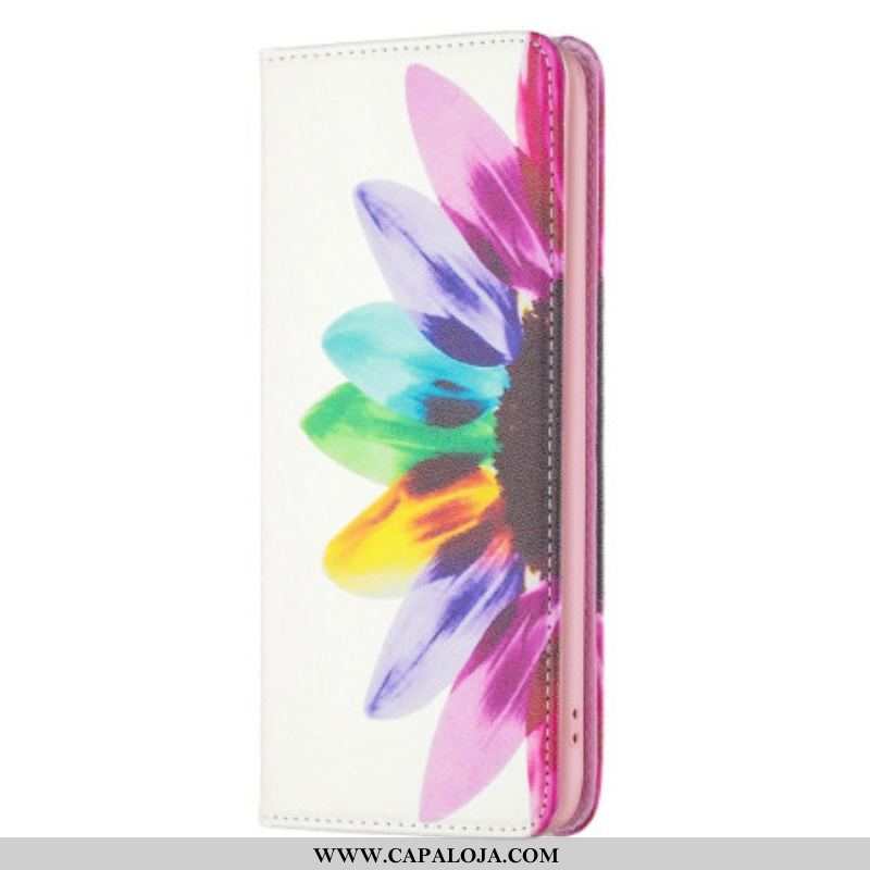 Capa De Celular Para iPhone 14 Pro Flip Flor Aquarela