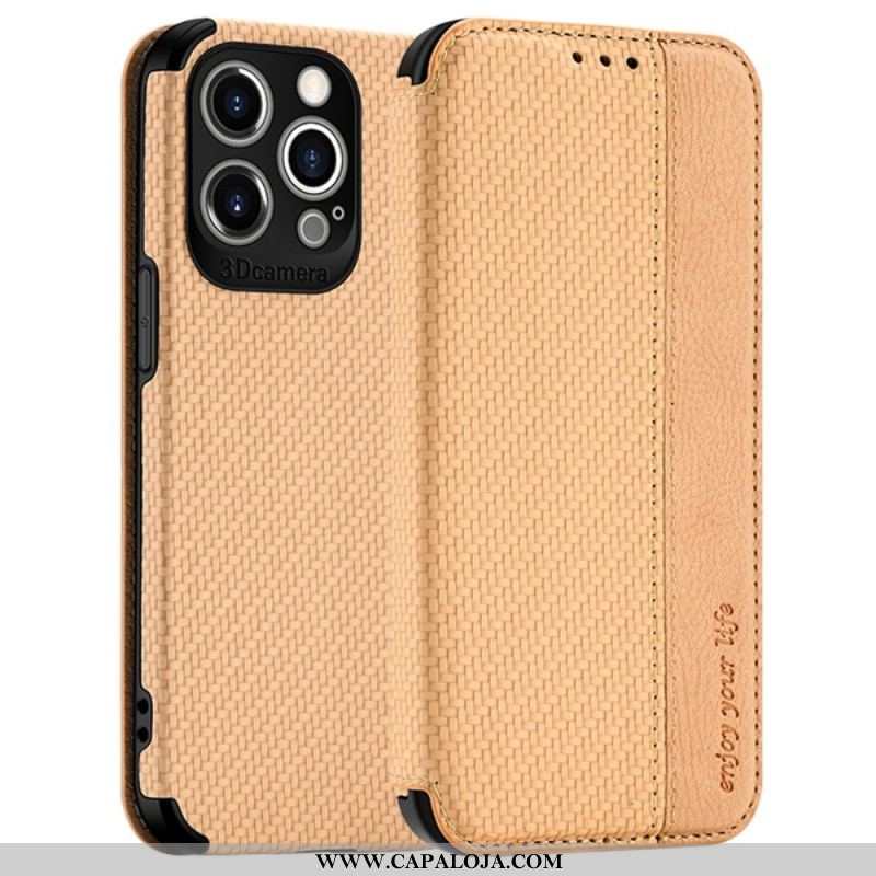 Capa De Celular Para iPhone 14 Pro Max Flip Fecho De Ventosa De Fibra De Carbono