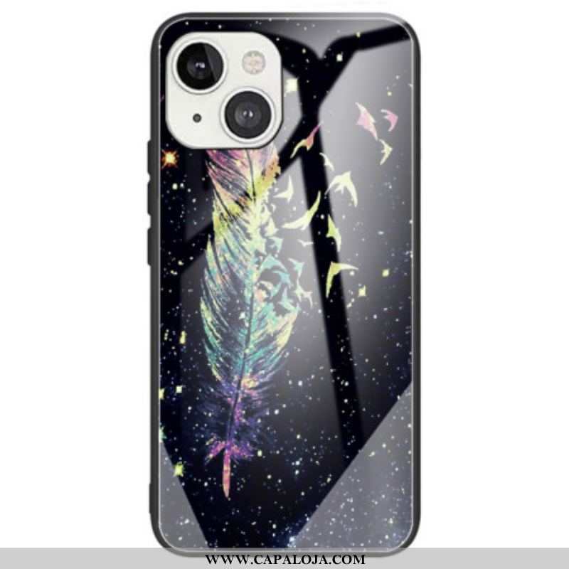 Capa De Celular Para iPhone 14 Vidro Temperado De Penas