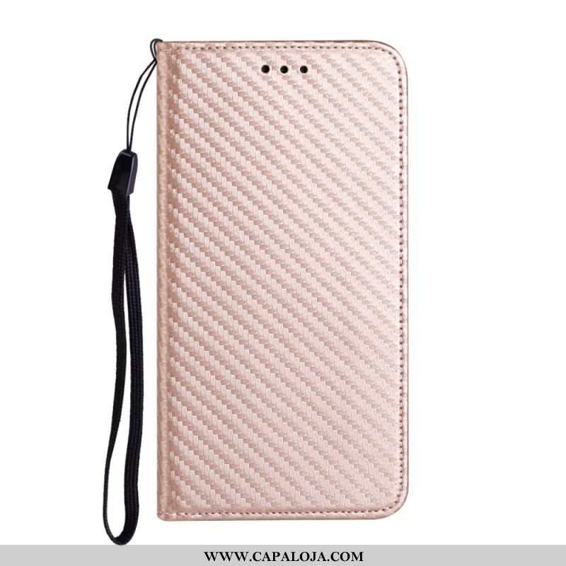 Capa De Celular Para iPhone 15 De Cordão Flip Correia De Fibra De Carbono