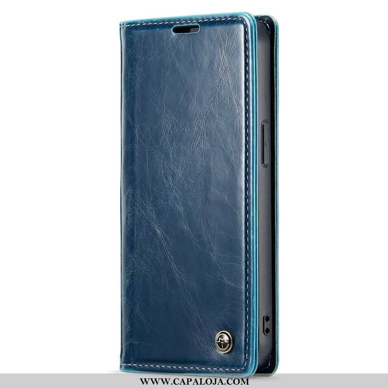 Capa De Celular Para iPhone 15 Plus Flip Imitação De Couro Encerado Caseme