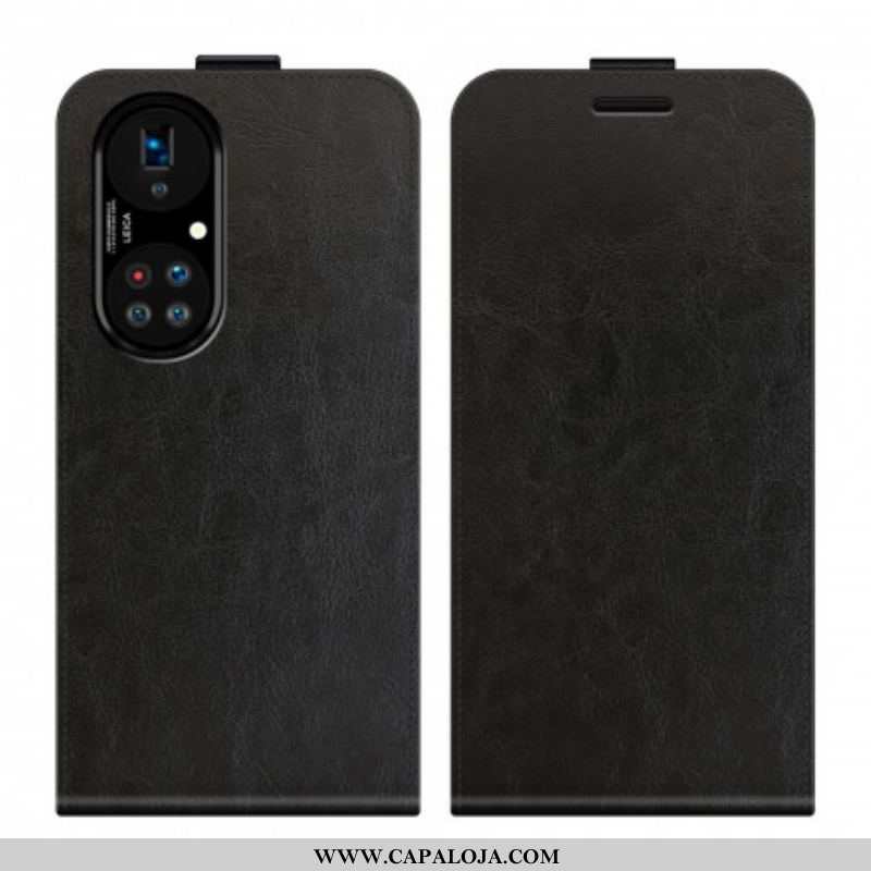 Capa De Couro Para Huawei P50 Pro Flip Efeito De Couro Com Aba Vertical