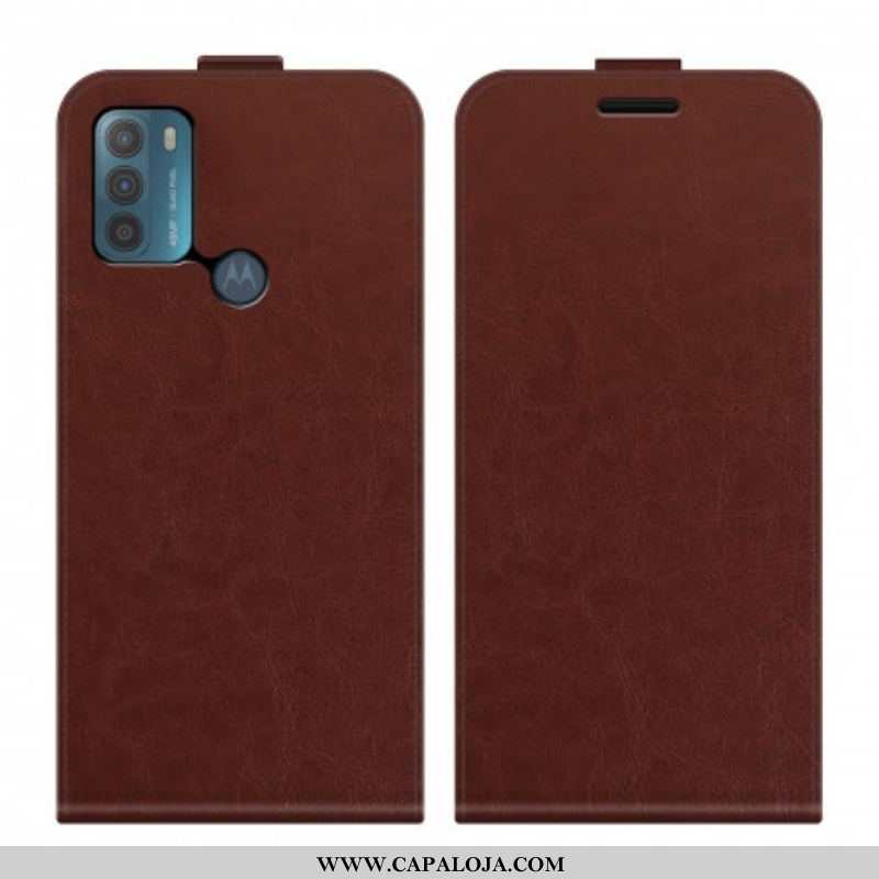 Capa De Couro Para Moto G50 Flip Efeito De Couro Com Aba Vertical