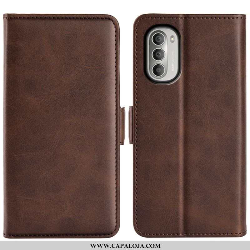 Capa De Couro Para Moto G51 5G Flip Aba Dupla