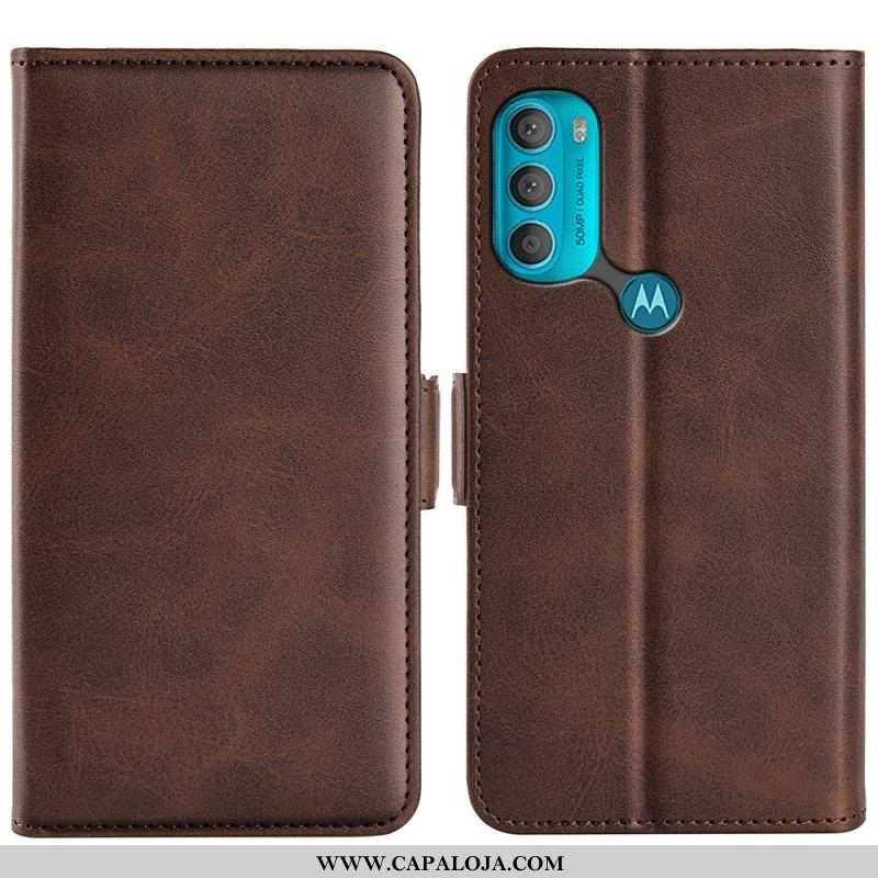 Capa De Couro Para Moto G71 5G Flip Aba Dupla