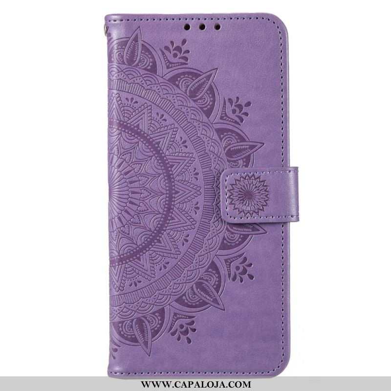 Capa De Couro Para Moto G73 5G Mandala Do Sol