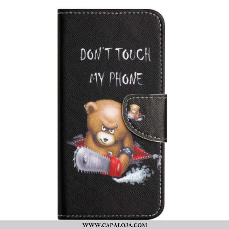 Capa De Couro Para Moto G73 5G Urso Perigoso