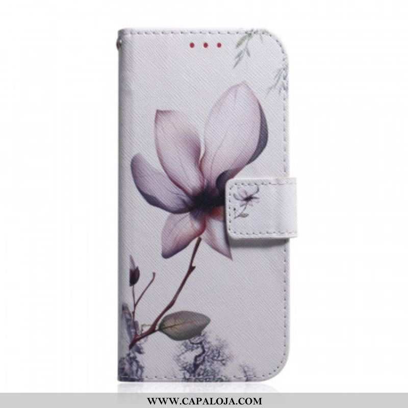 Capa De Couro Para OnePlus 10 Pro 5G Flor Rosa Empoeirado