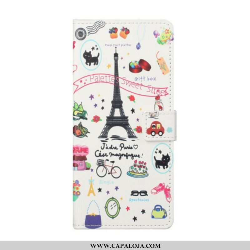 Capa De Couro Para OnePlus Nord 2 5G Eu Amo Paris