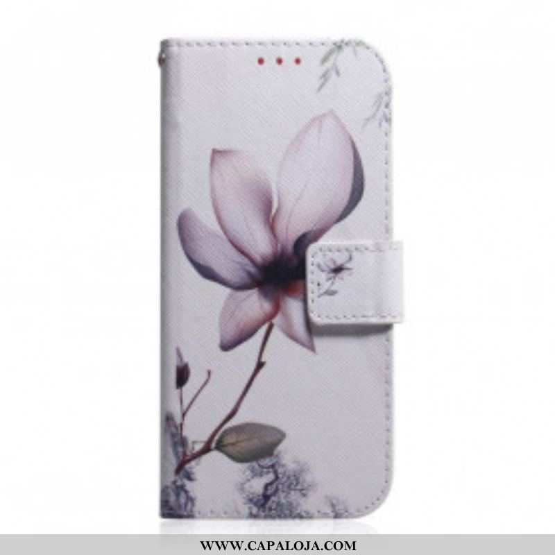 Capa De Couro Para OnePlus Nord CE 5G Flor Rosa Empoeirado