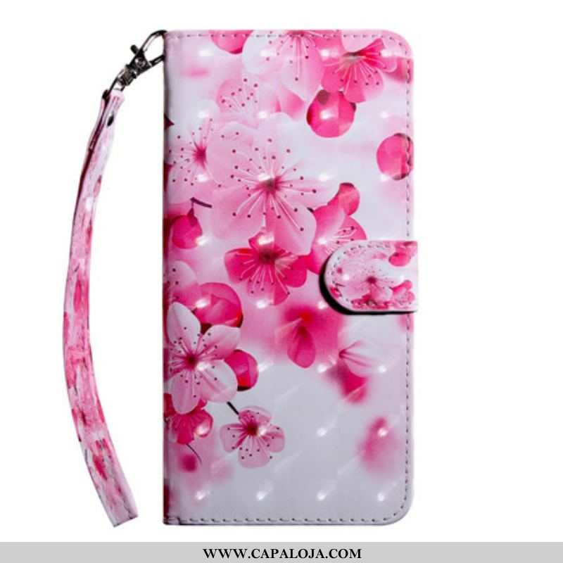 Capa De Couro Para OnePlus Nord CE 5G Flores Cor De Rosa