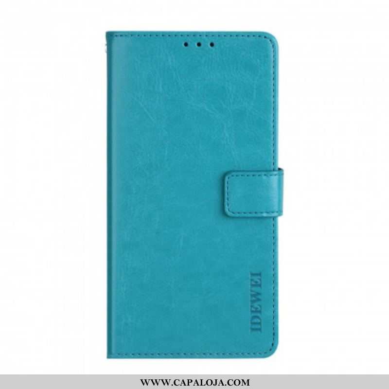 Capa De Couro Para Oppo A15 Imitação De Couro Idewei