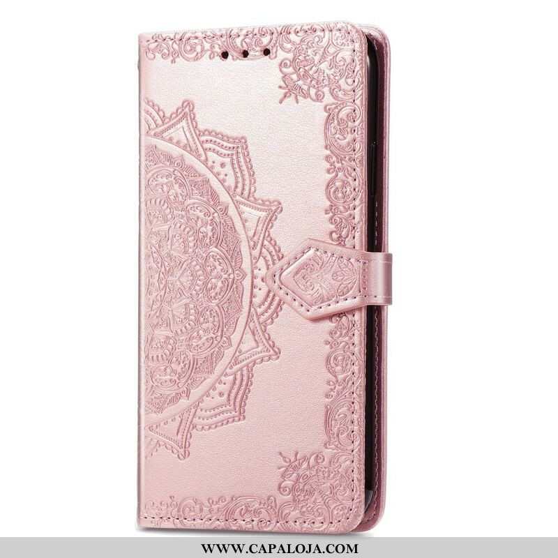 Capa De Couro Para Oppo A16 / A16s Mandala Idade Média