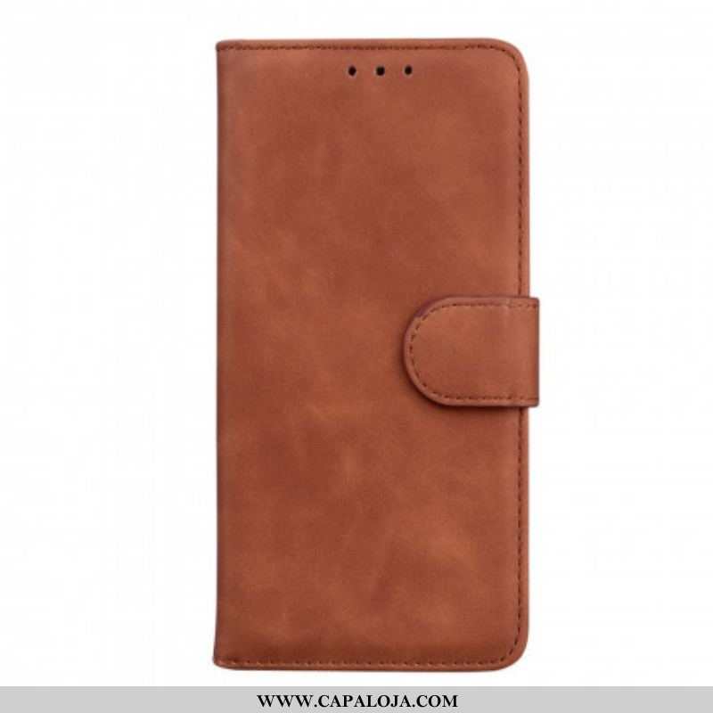 Capa De Couro Para Oppo A54 5G / A74 5G Efeito Couro Monocromático