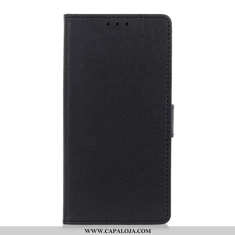 Capa De Couro Para Oppo A74 4G Efeito Couro Brilhante Simples